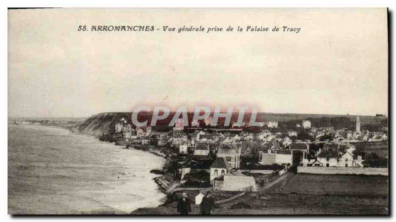 Old Postcard Arromanches General view of Jack Tracy cliff