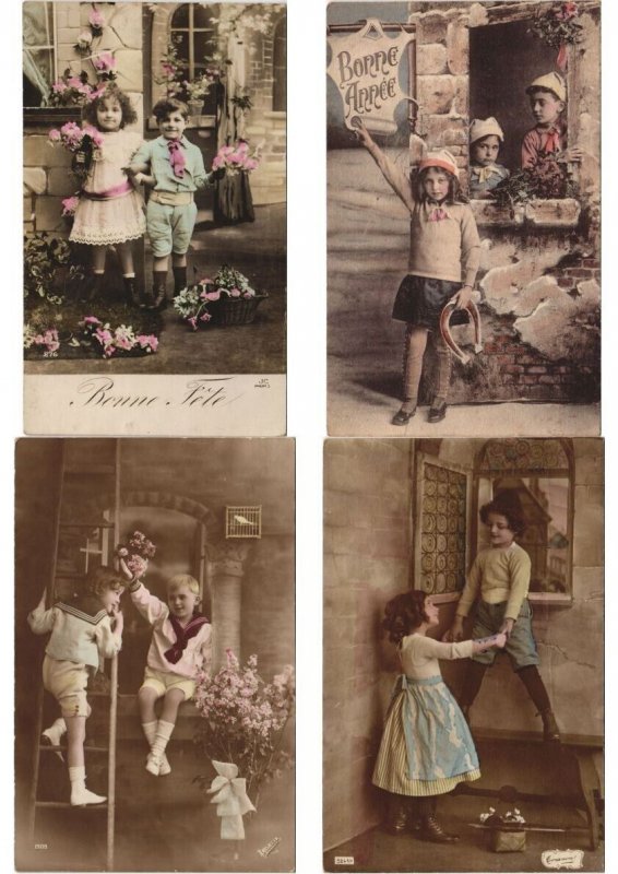 CHILDREN BOYS & GIRLS REAL PHOTO GLAMOR 136 Vintage Postcards Pre-1940 (L5290)