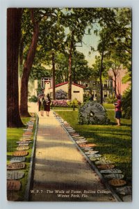 Winter Park FL-Florida, Rollins College Girls Walk Of Fame, Linen c1953 Postcard