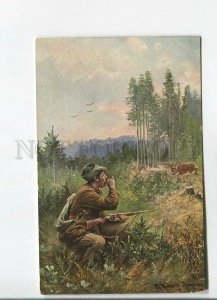 482187 MULLER Mueller HUNT Hunter Gun DEER Vintage postcard 1906 year