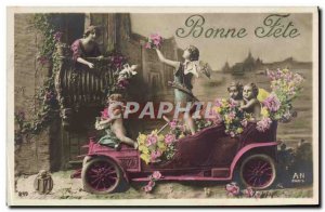 Postcard Old Automobile Angels Children Angel