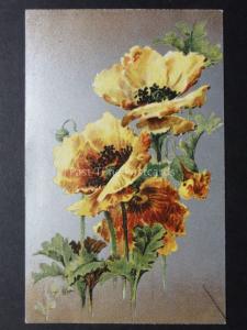 Poppies Postcard on Silvered Surface c1907 Postcard by B.B.London