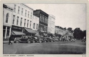 Liberty Indiana Union Street Drug Stores Vintage Postcard U2678 