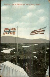 Dividing Line Summit White Pass Alaska AMERICAN FLAG c1910 Postcard