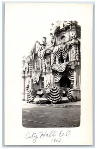 1913 City Hall Patriotic Flag East Orange New Jersey NJ RPPC Photo Postcard 