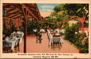 Linen Postcard Broussard's Napoleon Patio 819-825 Conti St New Orleans Louisiana