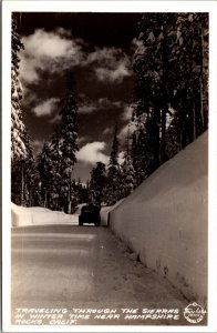 Frashers RPPC Traveling Through Sierras Winter Time Hampshire Rocks, California