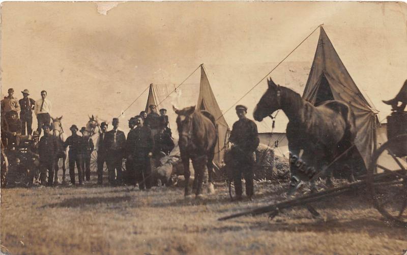 D86/ Occupational RPPC Real Photo Postcard c1910 Work Camp Horses Tents 24