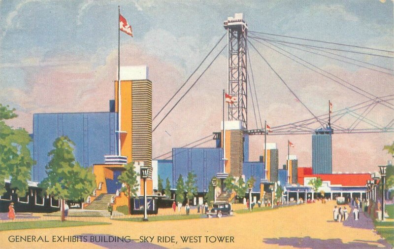 1933 Chicago Expo Sky Ride, West Tower Postcard  American Colortype