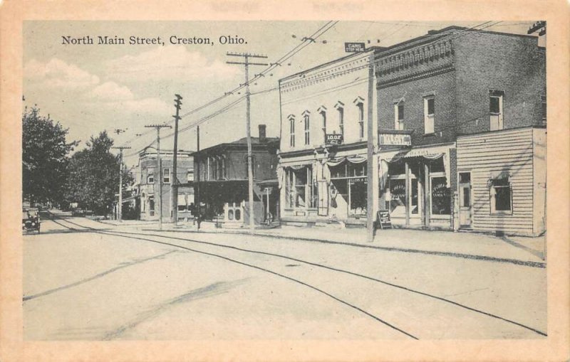 Creston Ohio North Main Street Storefronts Vintage Postcard U996 