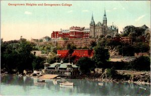 Washington D.C.  GEORGETOWN HEIGHTS & COLLEGE Waterfront~Boats ca1910's Postcard