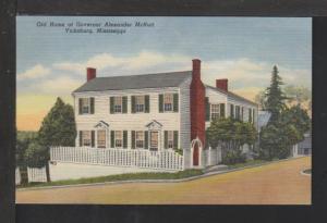 Governor McNutt,Old Home,Vicksburg,MS Postcard 