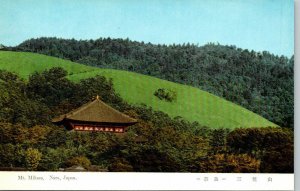 Vintage Japanese Travel Postcard Mount Mikasa Nara Japan with Pagoda UNUSED