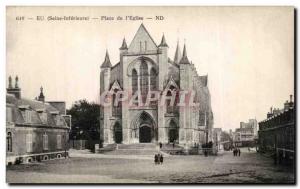 Old Postcard Eu (Seine Inferieure) Square Church I