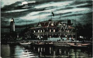 Royal Hamilton Yacht Club Hamilton Ontario ON Moonlight Night c1907 Postcard E43