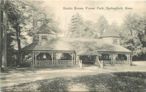 Postcard Massachusetts Springfield Rustic House Forest Park 1908 roadside 23-728