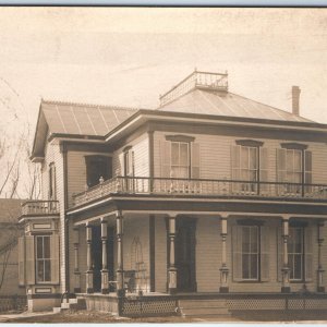 c1910s Fancy Folk Victorian House RPPC Beautiful Woodwork Real Photo PC WOW A173