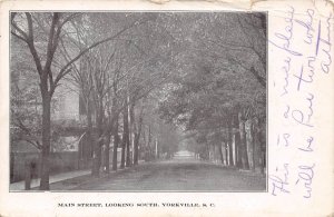 Yorkville South Carolina Main Street, Looking South, B/W Lithograph PC U8551