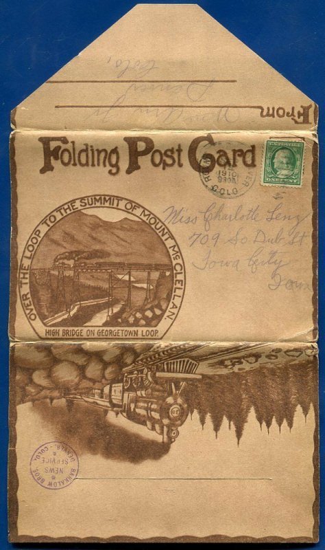 Clear Creek Canon Loop Colorado Railroad Gold Panning Postcard Folder 