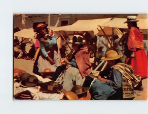 Postcard Natives selling hats, Huancayo, Peru