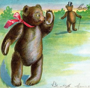 1900-07 Teddy Bears Anthropomorphic Hugging Loving Couple Vintage Postcard 2 P98
