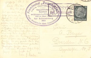 A172 Germany 1937 Waldidylle Cafe Zugspitze Pension Fremdenhof vintage postcard