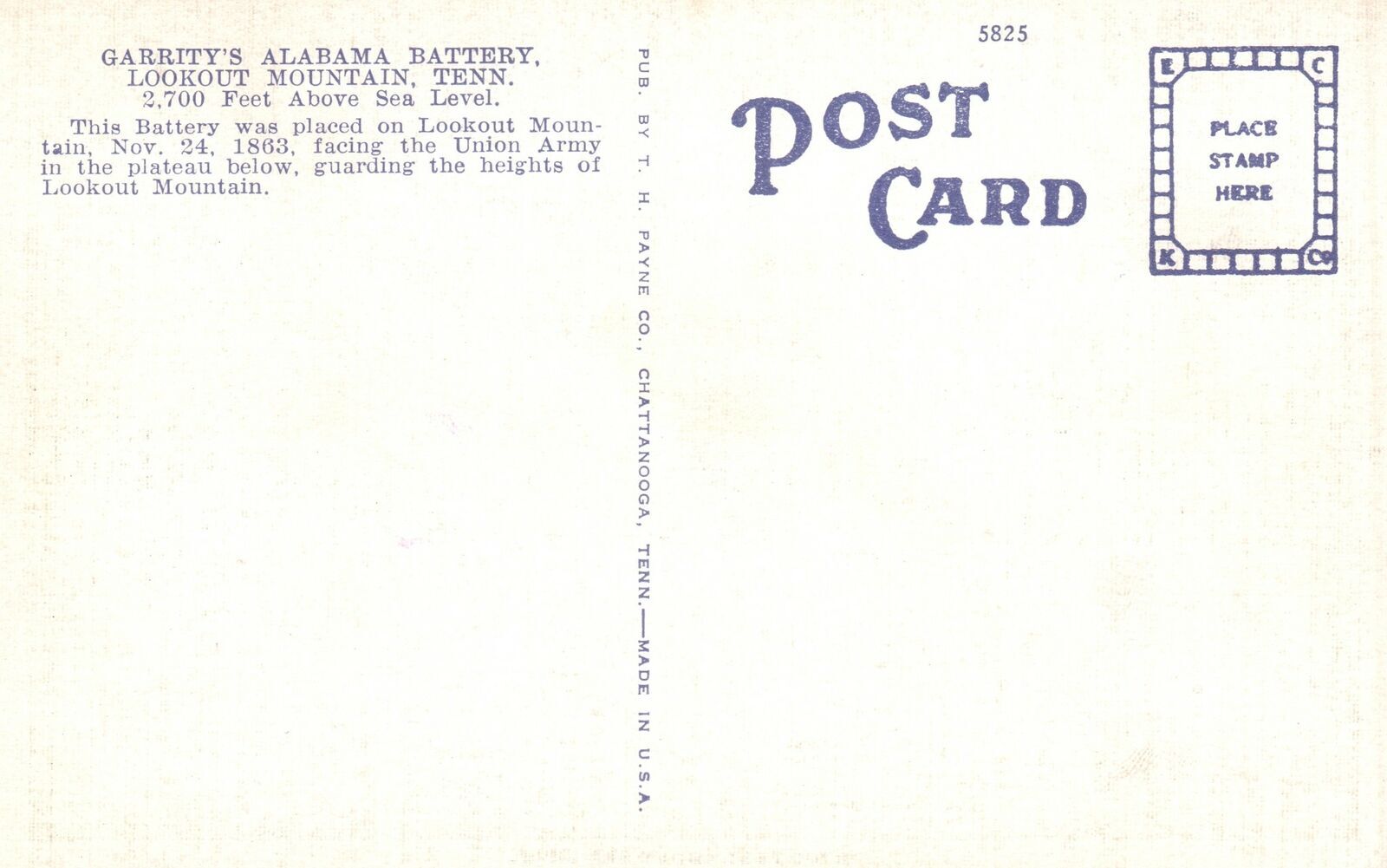 Vintage Postcard 1930's Garrity's Alabama Battery Lookout Mountain ...
