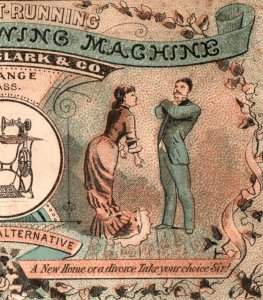 1870s New Home Sewing Machine Or Divorce Comical Couple P146