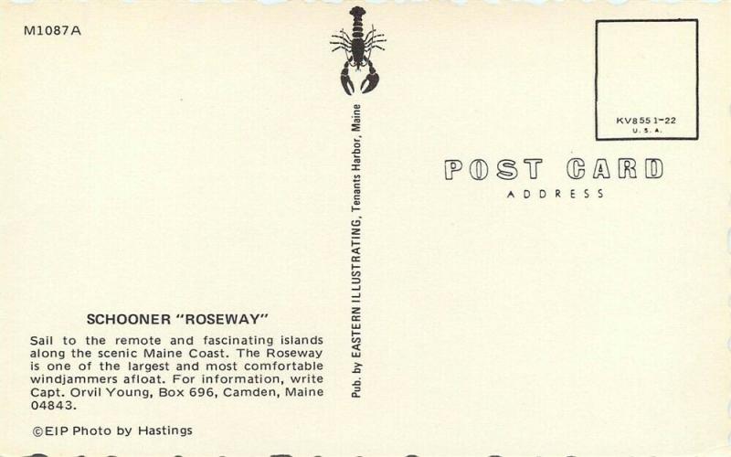 Schooner Roseway, Eastern Illustrated No. M1087A