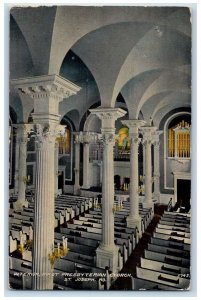 1912 Interior Presbyterian Church Building Benches View St. Joseph MO Postcard