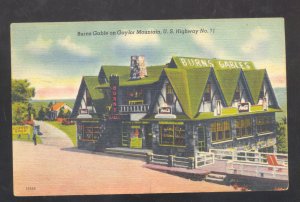 GAYLOR MOUNTAIN ARKANSAS BURNS GABLE STORE LINEN ADVERTISING POSTCARD