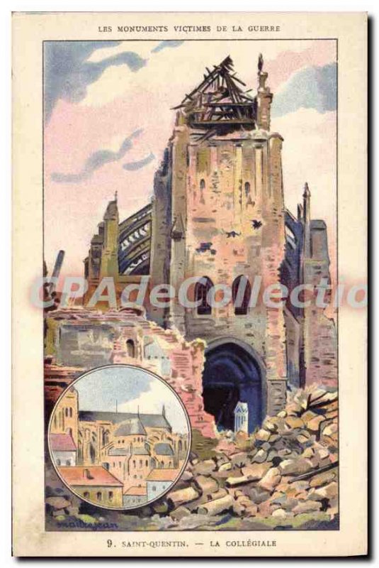 Postcard Old Saint Quentin Collegial