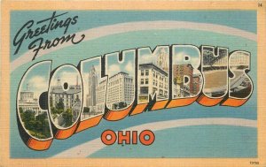 Ohio Columbus Large letters multi view Potts Tichnor linen Postcard 22-7025