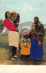 G21/ Native American Indian Postcard c1910 Family SILK Clothes 22