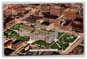 Vintage 1940's Postcard Aerial View State Capitol Building Indianapolis Indiana