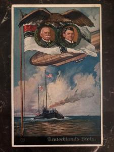 Mint Germany Picture Postcard WW1 Zeppelin bomber Over Sea