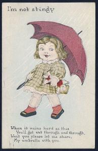 I'm Not Stingy . . . Girl with Umbrella used c1918