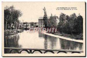 Old Postcard St Pourcain Sur Sioule L & # 39Ile And The Moulin De La Ville