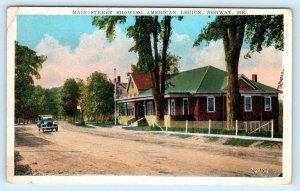 NORWAY, Maine ME ~ American Legion MAIN STREET Scene c1920s  Postcard