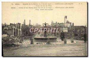 Postcard Ancient Ruins Army Sermaize-les-Bains Place and street of Vitry