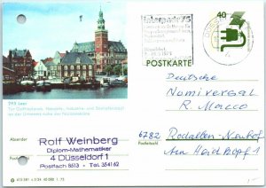 M-23464 Tor Ostfrieslands Handels Industrie und Seehafenstadtan der Unterem G...