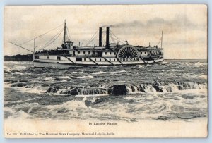 c1905 In Lachine Rapids Corsican Paddle Steamer Unposted Antique Postcard
