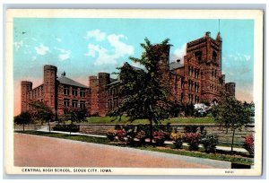 Sioux City Iowa IA Postcard Central High School Building Exterior 1930 Antique