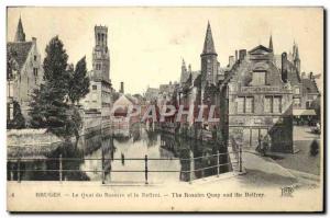 Old Postcard Bruges dock of the rosary and the belfry