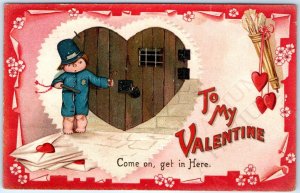 c1910s To My Valentine Love Jail Police Get In Here Raphael Tuck Postcard A184