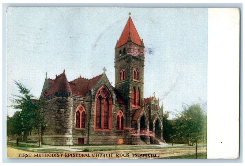 Rockford Illinois IL Postcard First Methodist Episcopal Church 1911 Antique