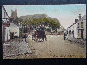 Cornwall KILKHAMPTON Village showing COACH & HORSES at LONDON INN c1910 Postcard