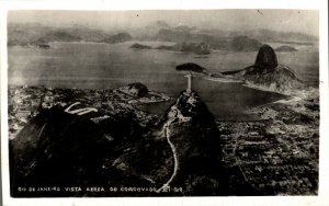 Brazil Rio De Janeiro Jesus Statue Corcovado Vintage RPPC 08.54