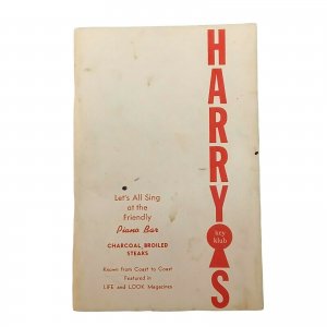 Harry’s Key Club Menu & Sing-a-Long Booklet Omaha NE 182 lyrics 52 pages. 