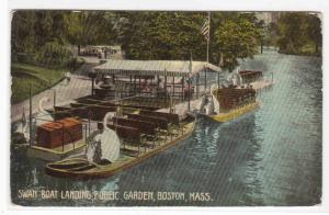 Swan Boat Landing Gardens Boston Massachusetts 1913 postcard